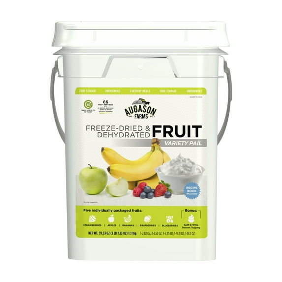 Augason Farms Dehydrated & Freeze Dried Fruit Variety Pail, Emergency Food Supply, Everyday Meals, 86 Servings