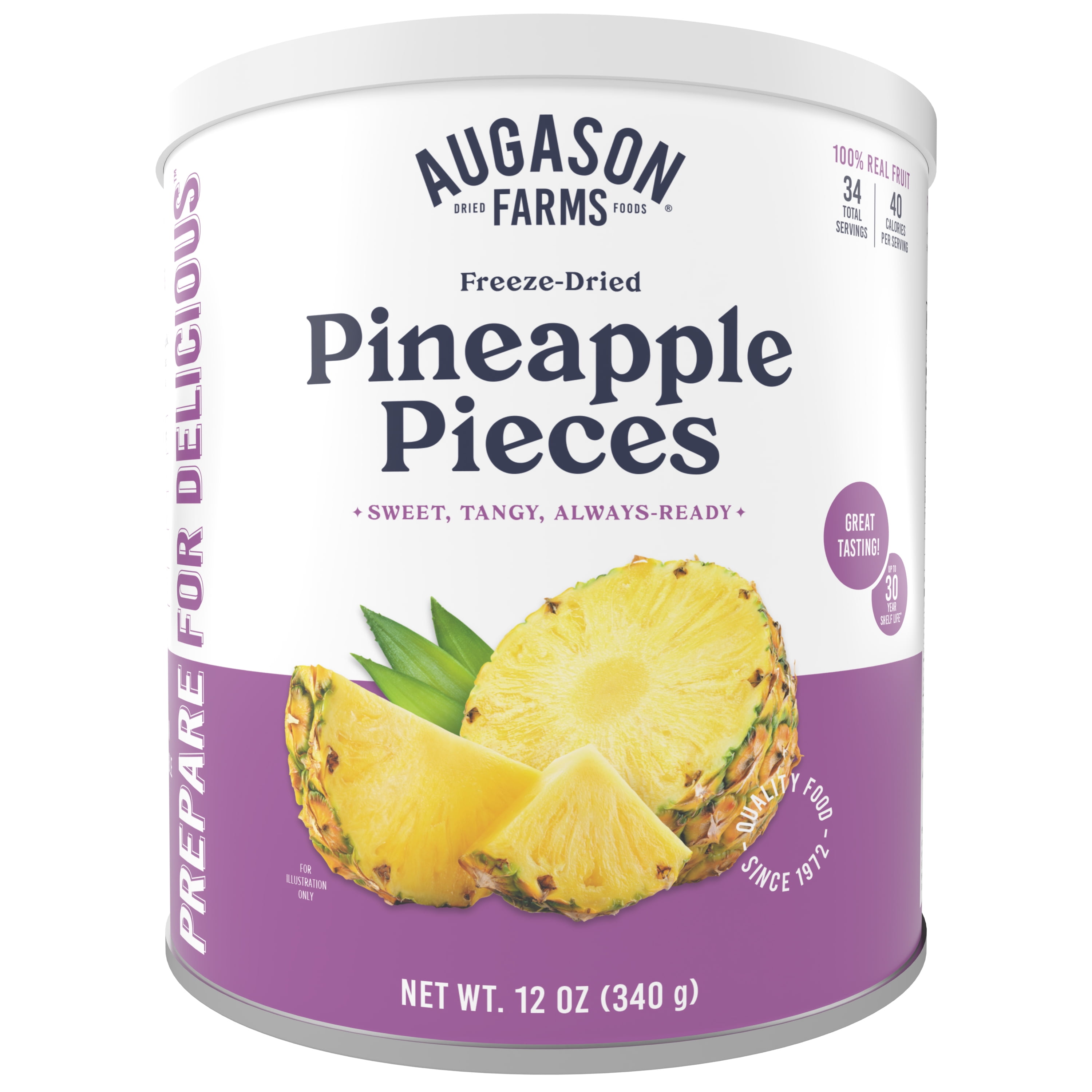 Augason Farms Freeze Dried Pineapple Pieces Can, Emergency Food Supply ...