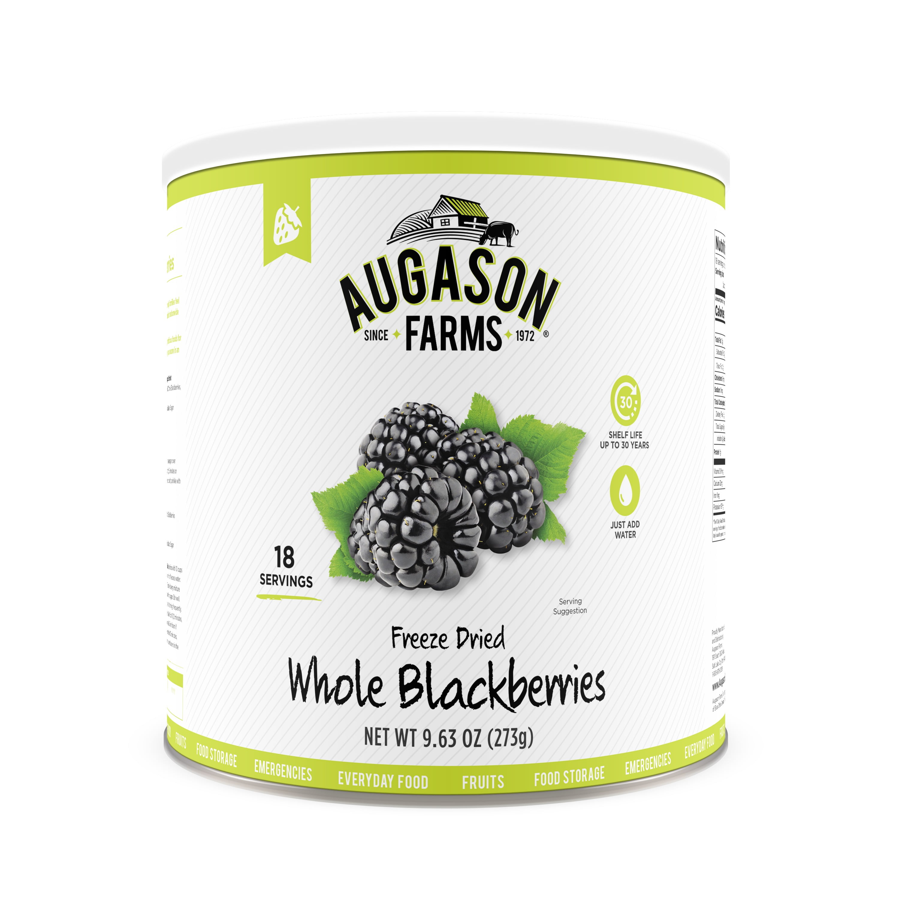 Augason Farms Freeze Dried Whole Blackberries 9. 63 oz No. 10 Can