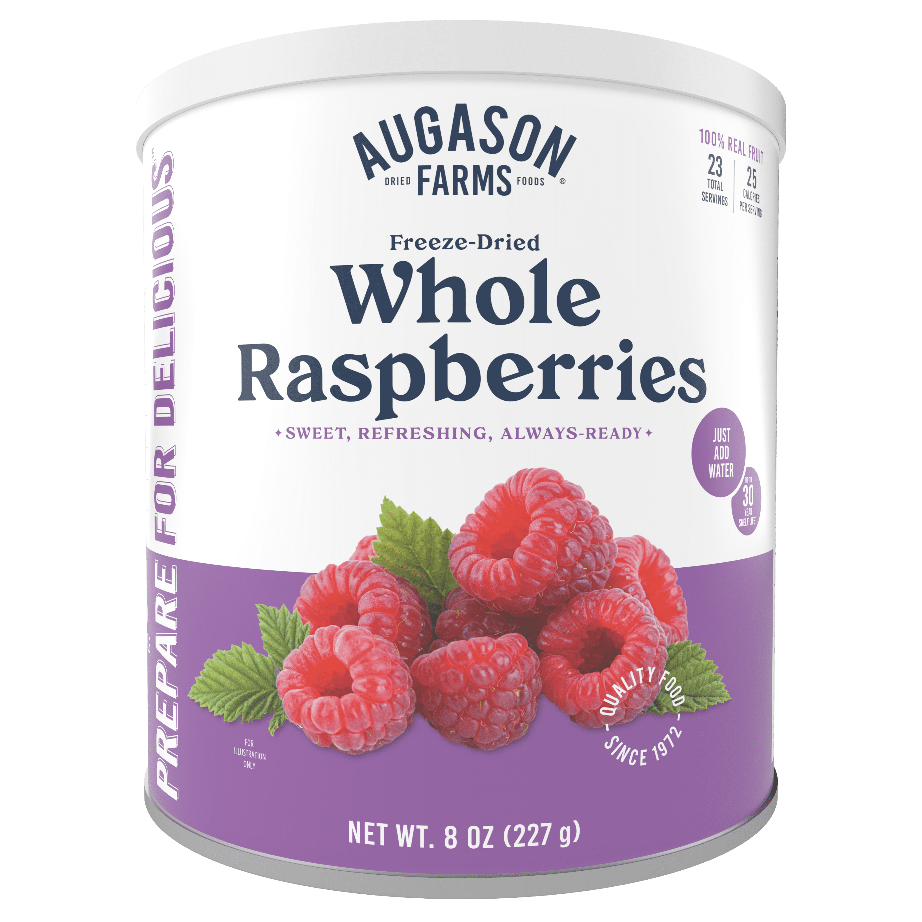 Augason Farms Freeze Dried Whole Raspberries Can, Emergency Food Supply, Everyday Meals, 23 Servings