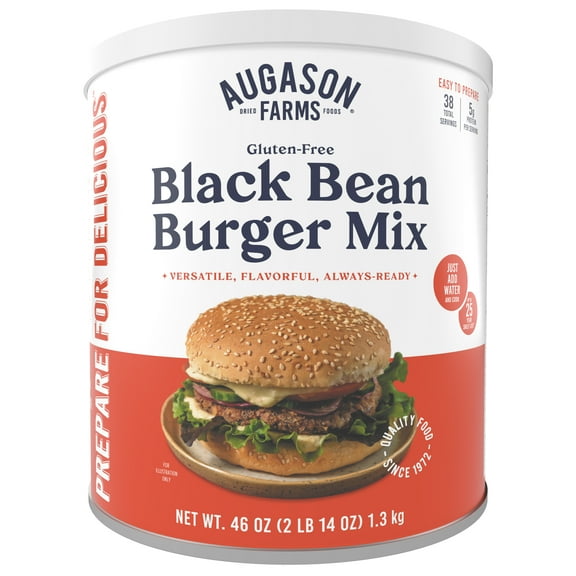 Augason Farms Gluten Free Black Bean Burger Mix Can, Emergency Food Supply, Everyday Meals, 38 Servings