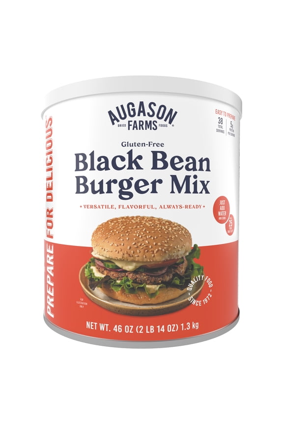 Black Bean Burger Mix Can, Certified Gluten Free, Emergency Food Supply, Everyday Meals, 38 Servings