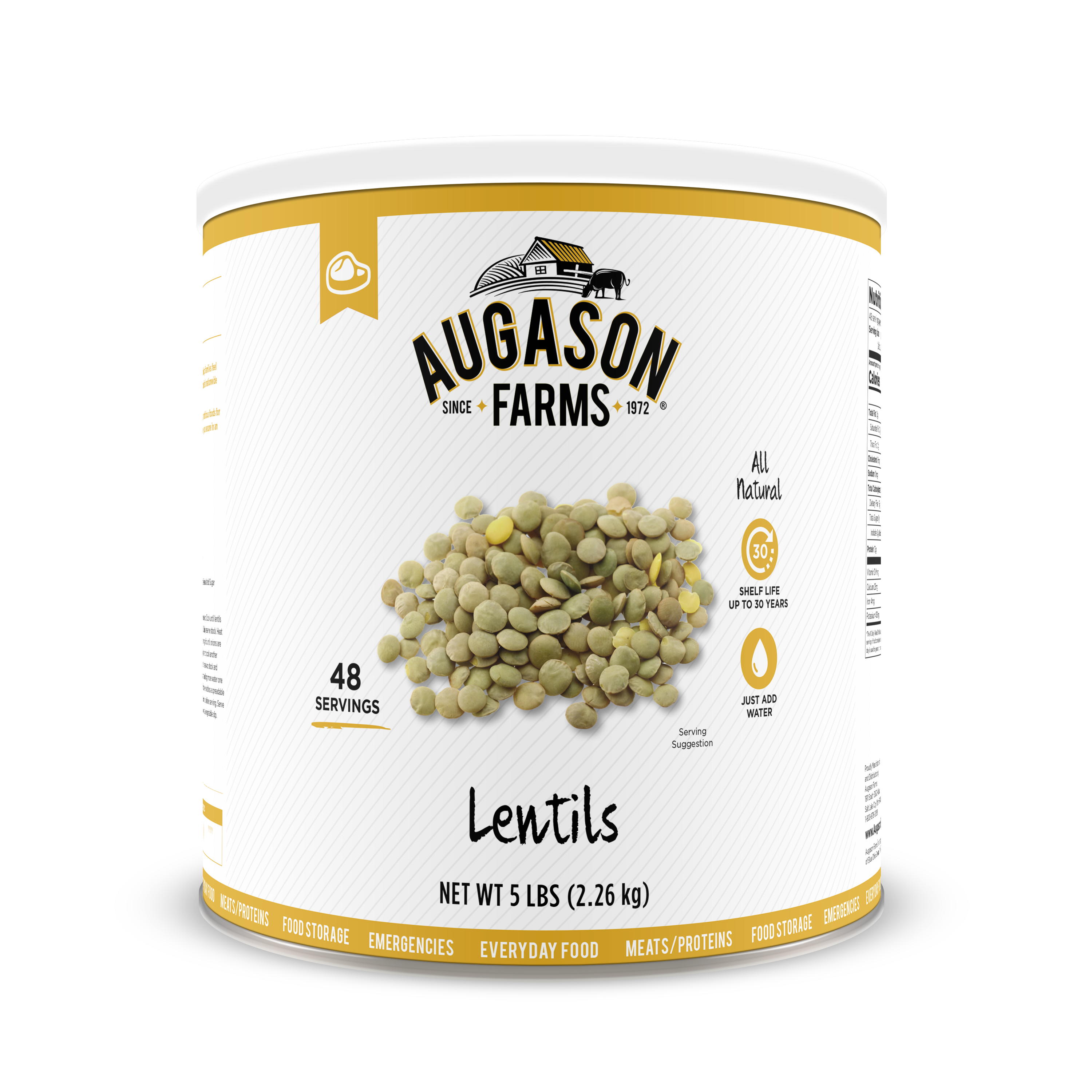 Augason Farms Lentils 80 oz No. 10 Can - image 1 of 9