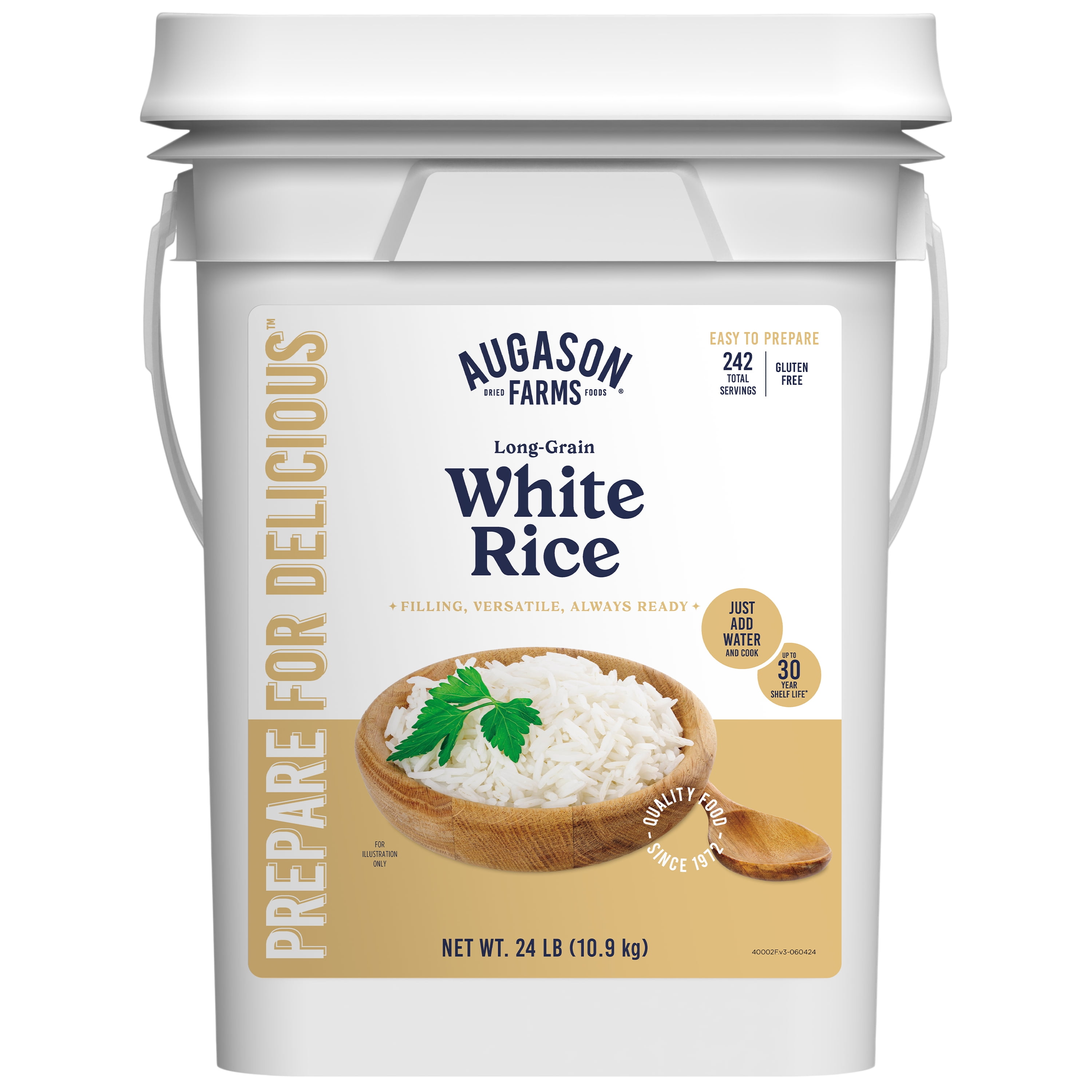 Augason Farms Long Grain White Rice Long Term Food Storage Everyday Meal Prep 4 Gallon Pail