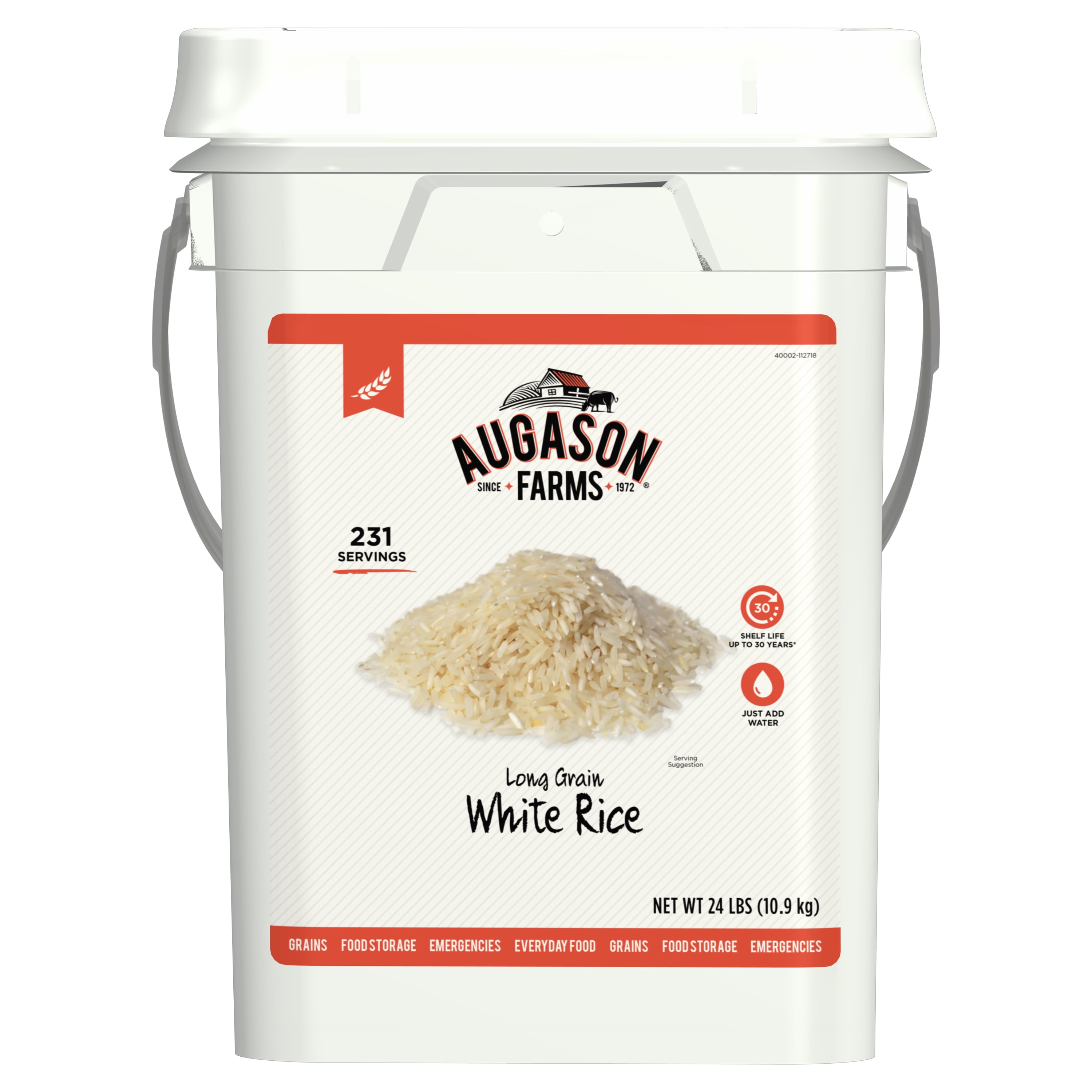 30 Lbs Long Grain White Rice Bucket - Mountain Fresh Foods