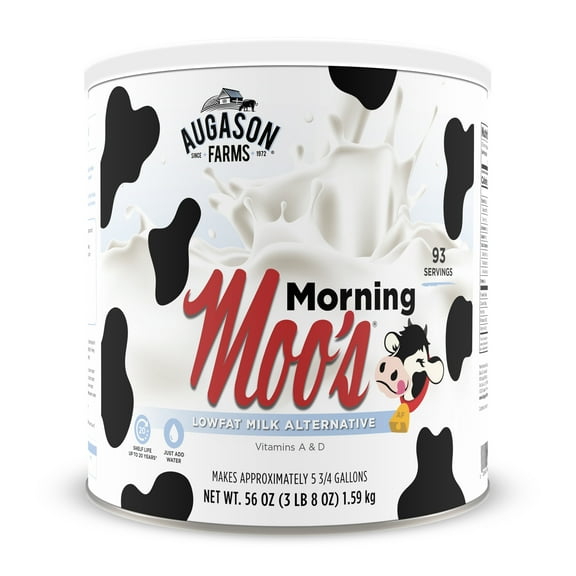 Augason Farms Morning Moo's Milk Alternative Can, Emergency Food Supply, Everyday Meals, 93 Servings