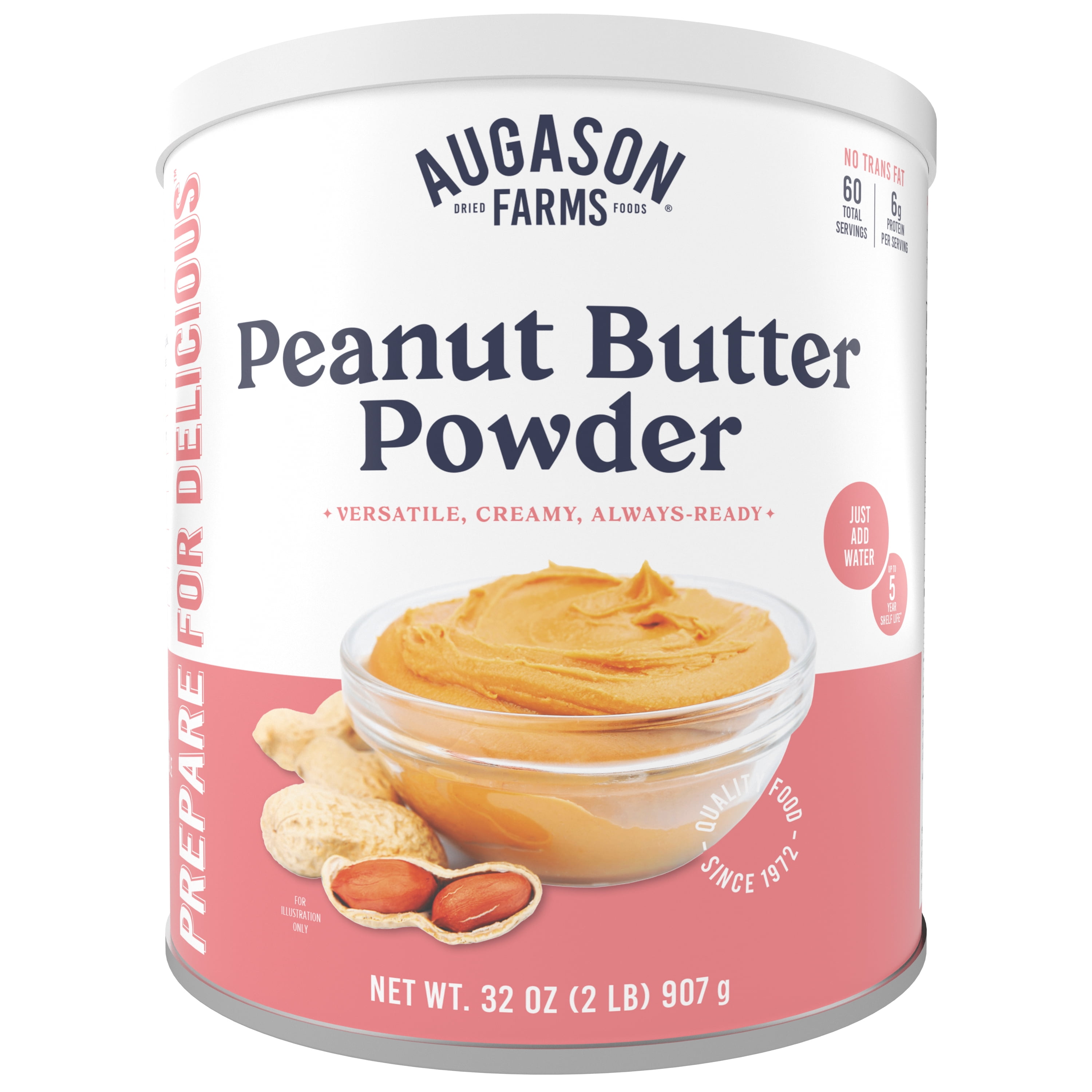 Peanut Butter Powder Mix Can Emergency Food Supply, 60 Servings, 5 Year Shelf Life, 6 Grams of Protein per Serving - Dry Peanut Butter Powder Blend, Ingredient for Baking and Cooking