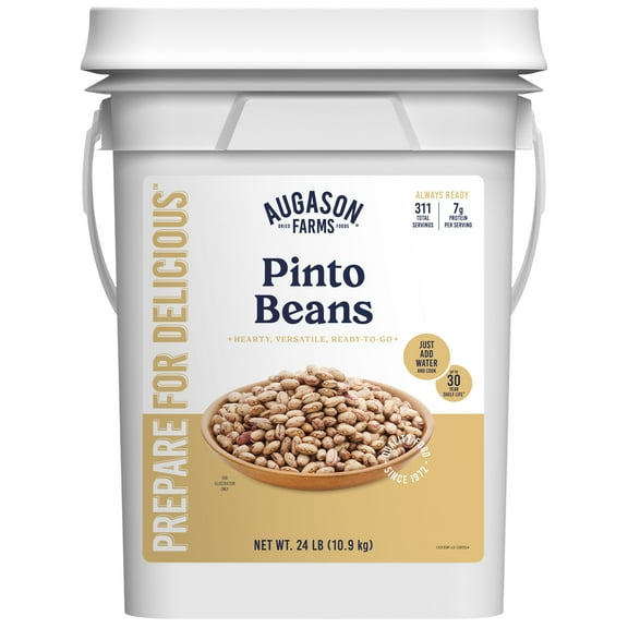 Augason Farms Pinto Beans, Emergency Food, 24 lb Tub