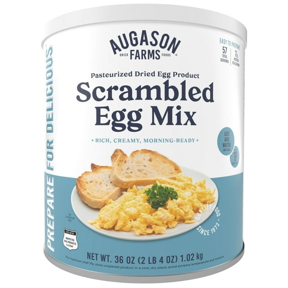 Augason Farms Pasteurized Scrambled Egg Mix Can Emergency Food Supply, Dehydrated Scrambled Eggs for Baking & Camping - Gluten Free Survival Food with Long Shelf Life - 57 Servings