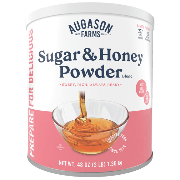 Augason Farms Sugar and Honey Powder Mix Can Emergency Food Supply, 227 Servings, 30 Year Shelf Life - Dry Honey and Sugar Powder Blend Sweetener for Baking and Cooking