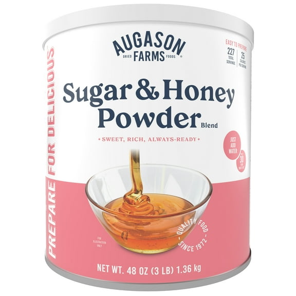 Augason Farms Sugar and Honey Powder Mix Can Emergency Food Supply, 227 Servings, 30 Year Shelf Life - Dry Honey and Sugar Powder Blend Sweetener for Baking and Cooking