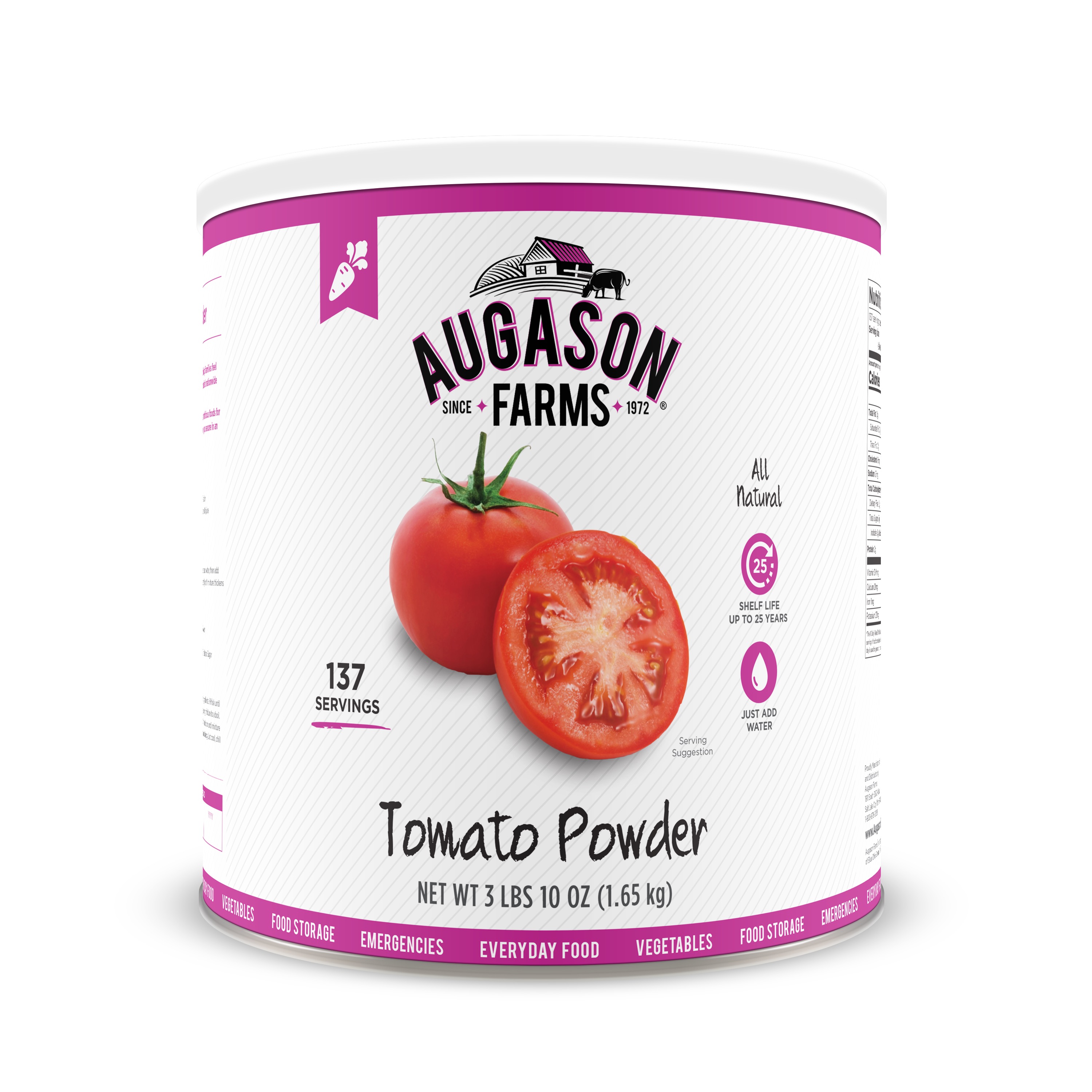 Augason Farms Tomato Powder Emergency Food Storage 3 lbs 10 oz No. 10 Can - image 1 of 9