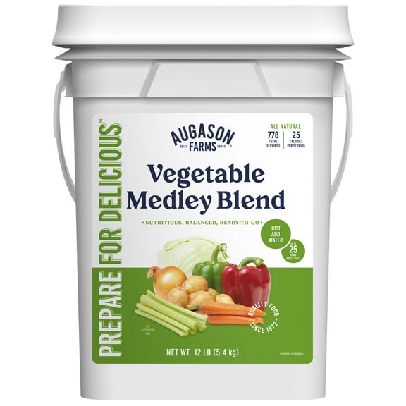 Augason Farms Vegetable Medley Blend 4 Gallon Pail, Bulk Food Storage, Emergency Food Supply, Everyday Meals, 778 Servings