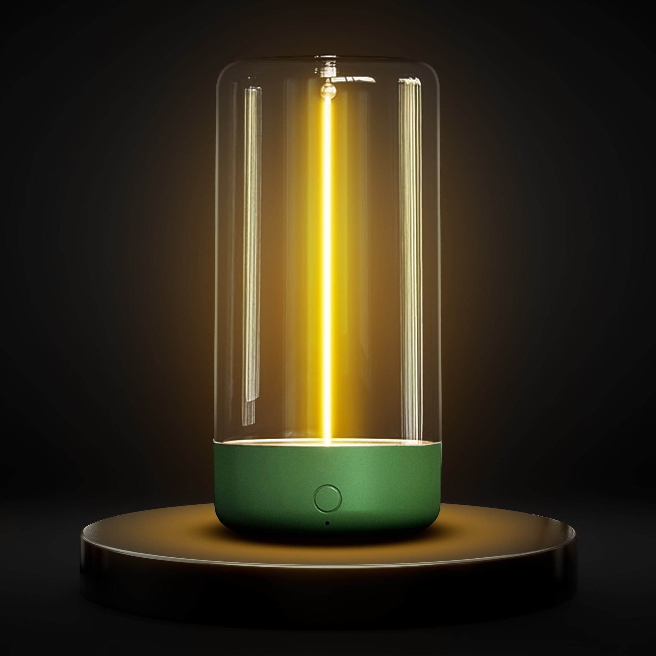 Green Matte Cordless LED Table Lamp with Clear Polycarbonate Shade