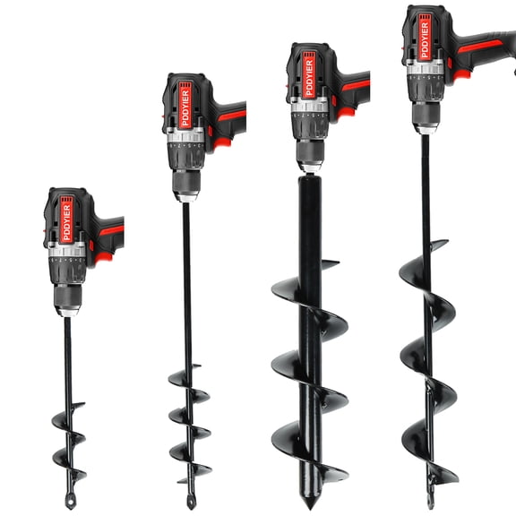 Auger Drill Bit for Planting 4 Pack, Garden Ground Earth Spiral 3/8" Hex Drive Drill, Easy Bulb Post Hole Digger Flowers, Metal Bedding Digging Plant Rapid Planter Tool