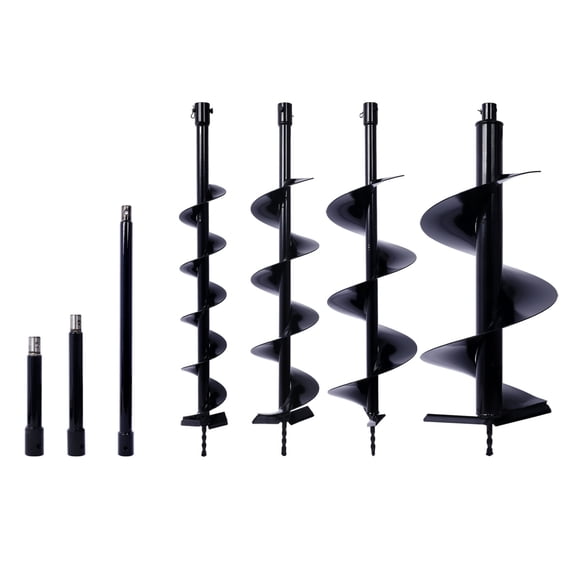 Auger Drill Bit for Planting Hole, Bulb Bedding Digging Post Hole Planting Tool for 3/4" Shaft Auger,Hole Digger Replacement Auger Bits Earth Auger Digging Bit 4IN+6IN+8IN+12IN+ROD KIT,