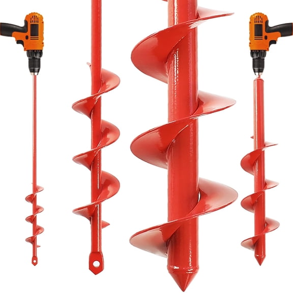 Auger Drill Bit for Planting Set of 2, Garden Ground Earth Spiral Drill Bit for 3/8" Hex Drive Drill, for Post Hole Digger Bulb Bedding Digging Plant Rapid Planter