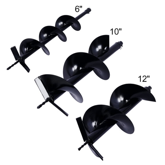 Auger Drill Bit Set for Planting Holes, Bulb Bedding Digging Post Hole Planting Tool for 3/4 Shaft Auger, Hole Digger Replacement Auger Bits Earth Auger Digging Bit 6IN+10IN+12IN Black