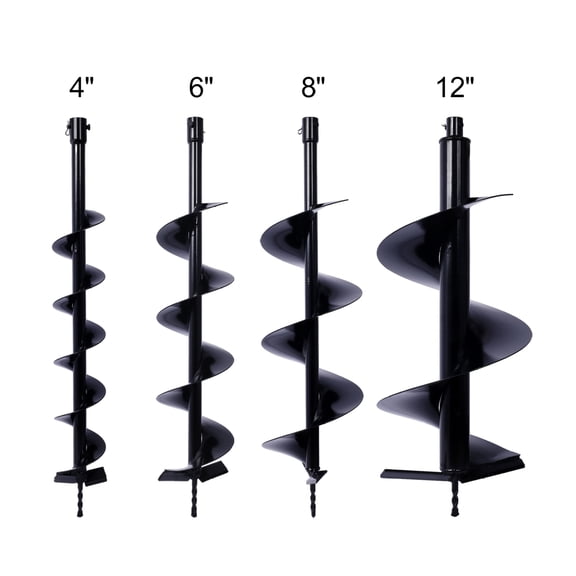 Auger Drill Bit Set for Planting - 3/4" Shaft Hole Digger - 4IN, 6IN, 8IN, 12IN - Bulb, Post Hole, Landscape Digging Tool