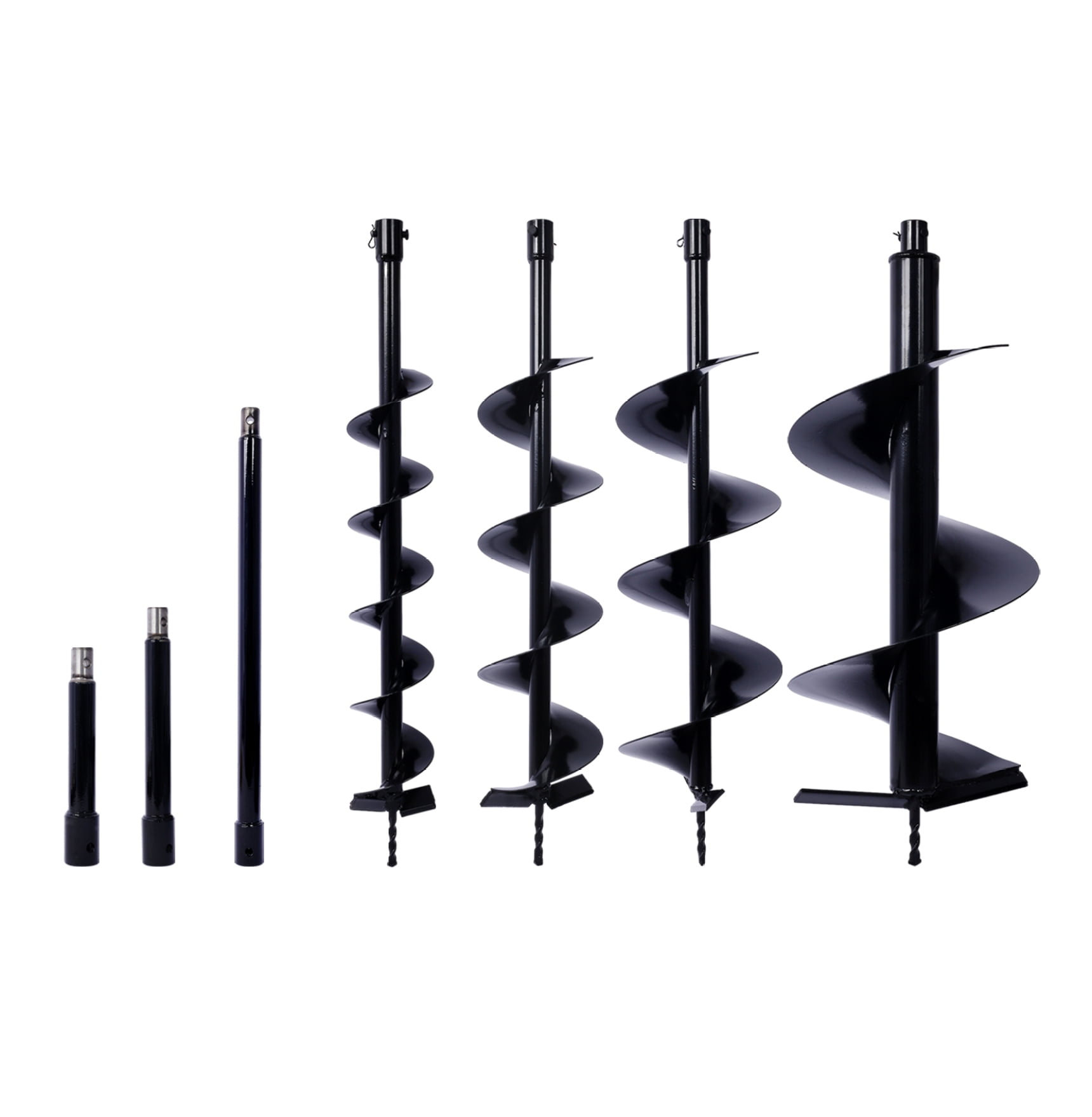 Auger Drill Bit Set for Planting - 3/4" Shaft Hole Digger Kit - 4", 6", 8", 12" Bits + Rod