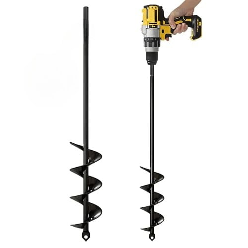 Auger Drill Bit for Planting – 1.8 x 14.6 Inch - Garden Spiral Hole and Bulb Planter Tool for Umbrella Holes - 3/8 Inch Hex Drive