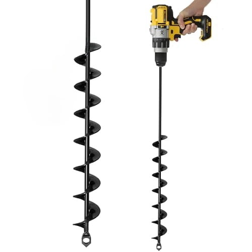 Auger Drill Bit for Planting – 2 x 32 Inch -No Squat Garden Spiral Hole and Bulb Planter Tool for Umbrella Holes - Compatible with 3/8 Inch Hex Drive
