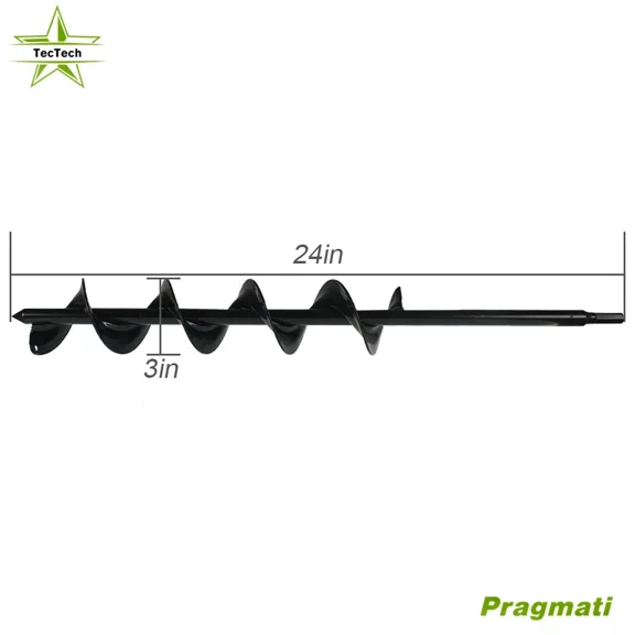 Auger Earth Drill Bit 3"  24" Garden Plant Flower Bulb Rapid Planter Spiral