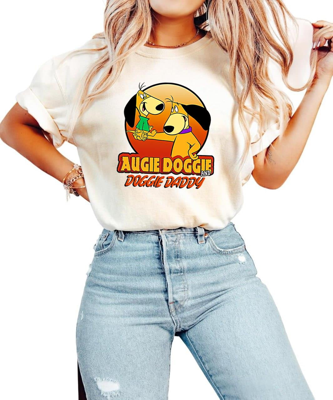 Augie Doggie & Doggie Daddy Hugs T-Shirt - Funny Vintage Cartoon Design For Men & Women - Comfortable Cotton Tee