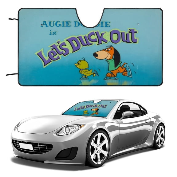 Augie Doggie and Doggie Daddy-theme Windshield Sun Shade Front Protector Folding Car Sun Visor Blocks Uv Rays Keeps Your Vehicle Cool56in*30in(140cm*76cm)
