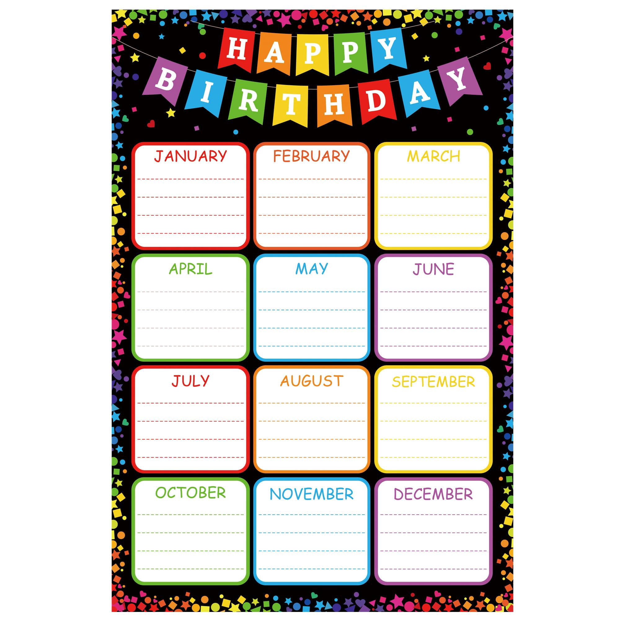 Augisteen Confetti Happy Birthday Chart for SMRClassroom Reusable ...