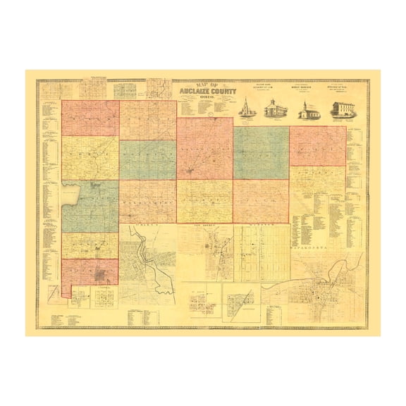 Auglaize County Ohio Art, 1860 Vintage Map of Auglaize County OH History Wall Decor Gift, Old Auglaize County OH Map - 24" x 18" Unframed Print