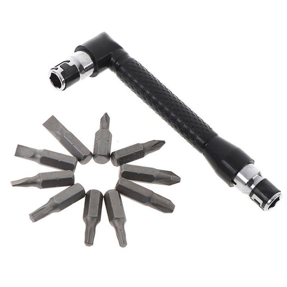 Augper 10in1 L-shaped Angle Head Socket Screwdriver Wrench Driver Steel Torx Flat Bit