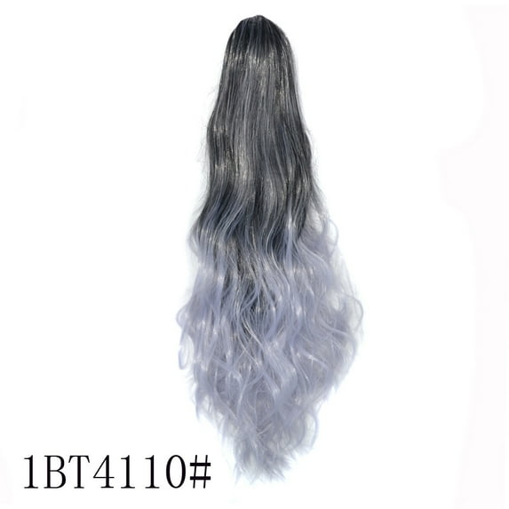 Augper 22 inch Chocolate Brown with Highlights Long Drawstring Wavy Clip in Ponytail Hair Extensions Layered Synthetic Hairpiece for Women