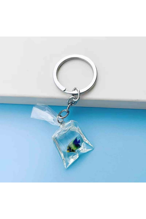 Clear Resin Fish Cute Resin Fish Key Chain Water Bag Fish Key Ring