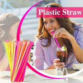 500 Drinking Straws Paper Wrapped Slim Plastic 7-3/4 Translucent Clear Stirrer