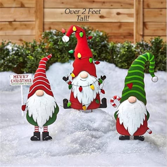 Augper Clearance Christmas Home Metal Gnome Yard Stakes,Gnome Yard Sign Wall Decor for Winter Christmas Home Garden Lawn Patio