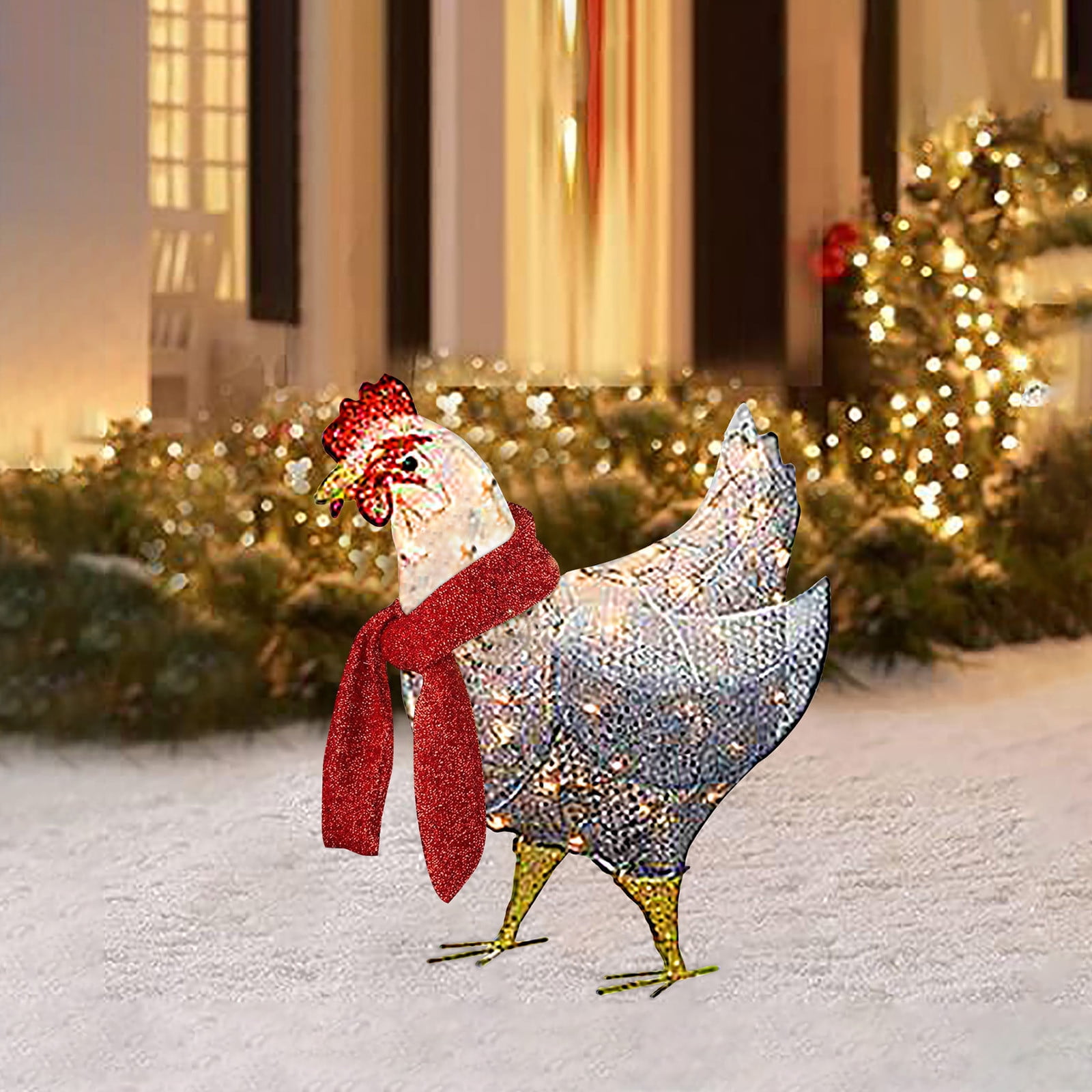 Augper Clearance Christmas Light Scarf Chicken Ornament Outdoor