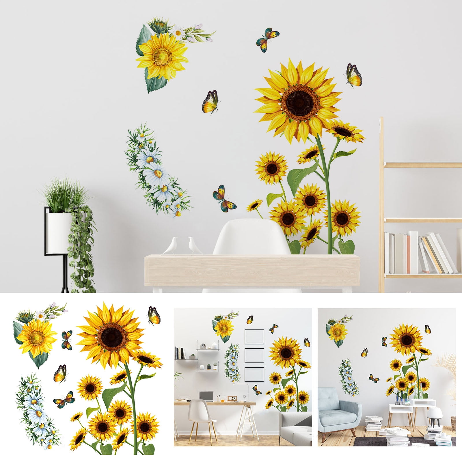 Augper Clearance Home Decor Sunflower and Bee Wall Decals Flower Wall ...