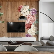 Augper Clearance Home Decoration Peony Flower Wall Stickers, DSVENROLY Removable DIY Flowers Wall Decals, Delicate Flower Green Leaves Wallpaper Peel and Stick Rose Floral Wall Art Mural