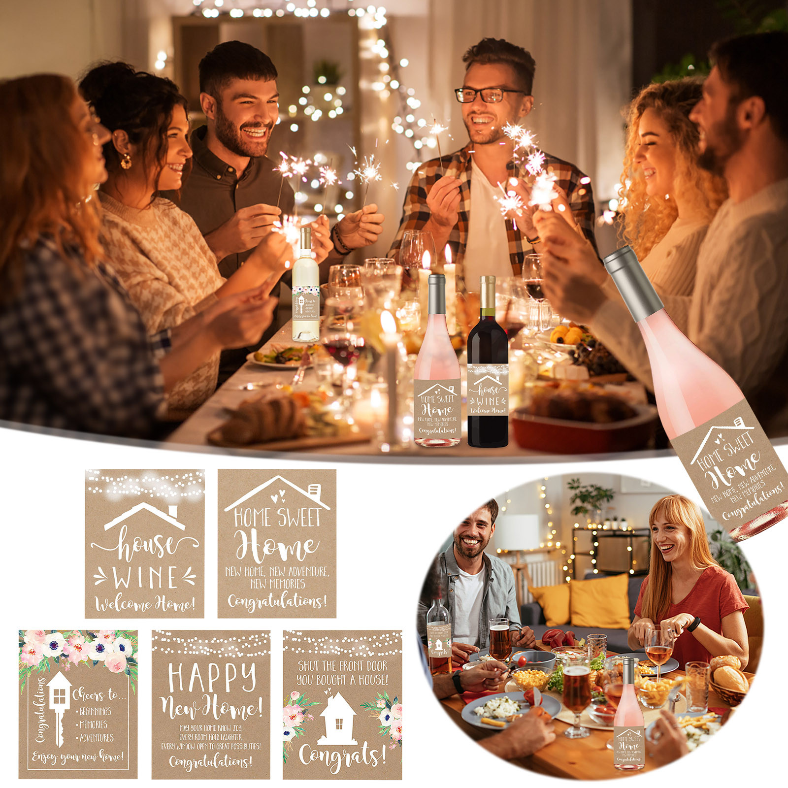 Augper Clearance Housewarming Red Wine Stickers Creative Party Housewarming Stickers Party