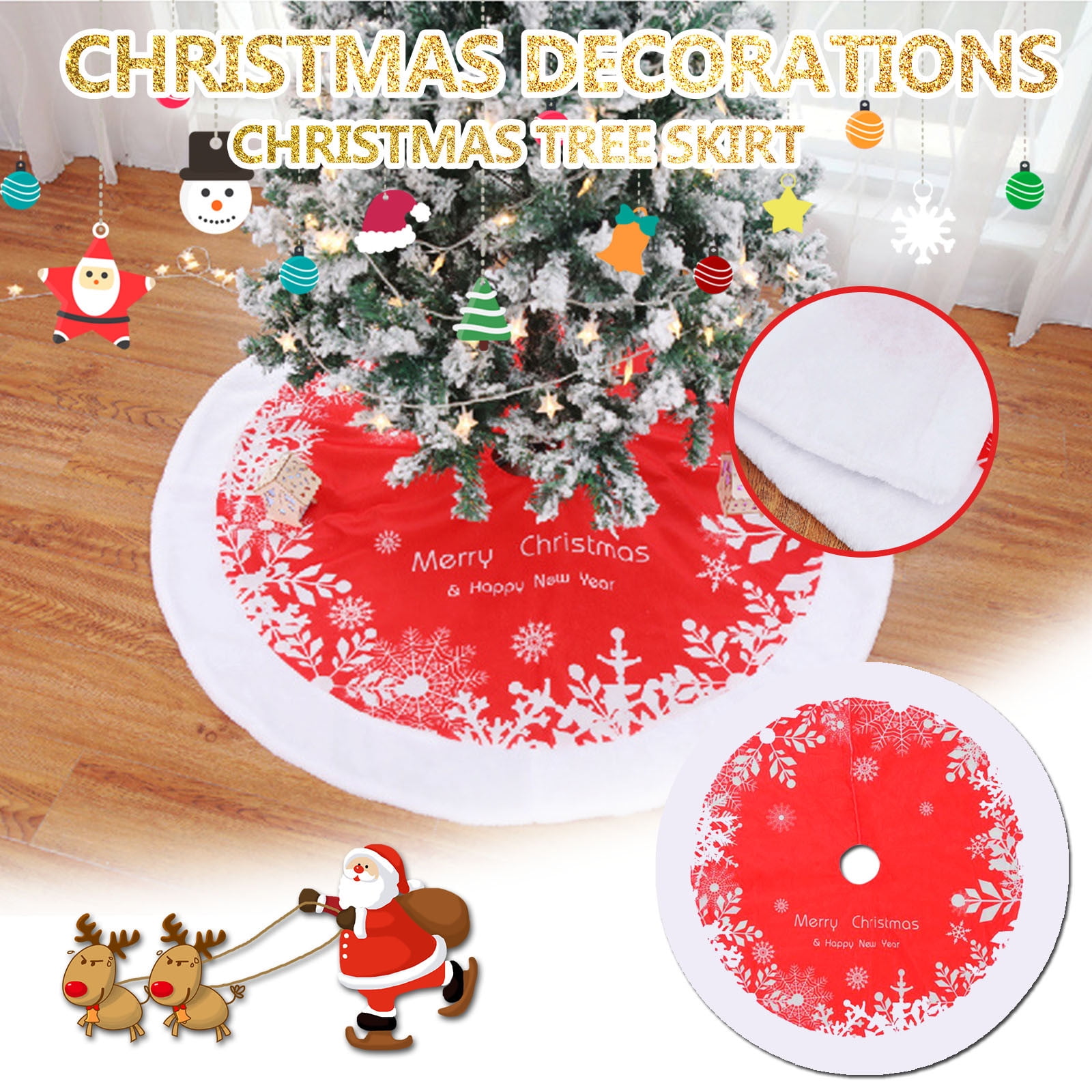 Augper Clearance Mall Christmas Tree Christmas Apron Decoration Skirt Tree Red Christmas Tree