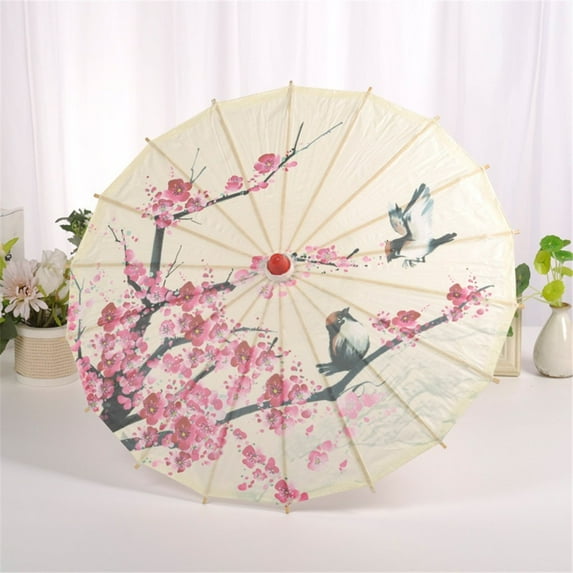 Augper Clearance Oiled Paper Umbrella Japanese Chinese Classical Plum Blossom Paper Umbrella Parasol Art Dance Umbrella for Wedding Decor