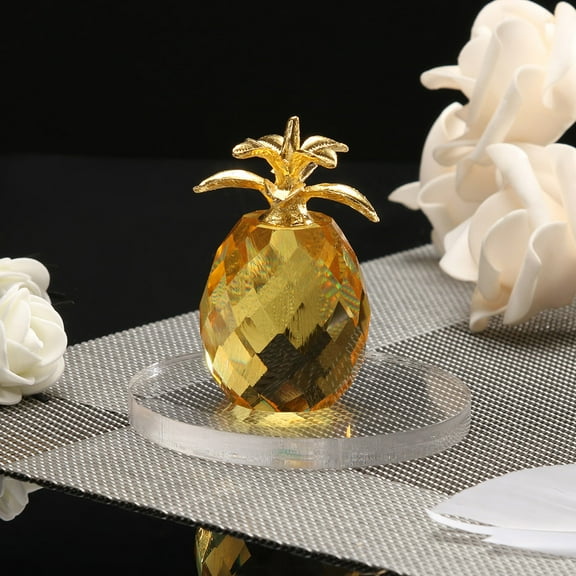 Augper Clearance Pineapple Crystal Figurines Glass Fruit Paperweight Art Collection Handmade Craft Table Ornament Home Wedding Decor Christmas Lady Kids Gifts(Yellow)