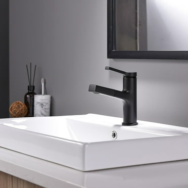 Augper Clearance Waterfall Bathroom Faucet with Supply Lines, Single Handle Bathroom Sink Faucet with Pop-up Drain, Rv Vanity Vessel Faucet with Deck Plate, Black, 1 or 3 Hole