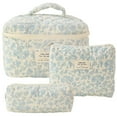 thumbnail image 1 of Augper Cotton Quilted Makeup Bag Set - Floral Cosmetic Bag Travel Organizer, 3 Pieces, 1 of 9