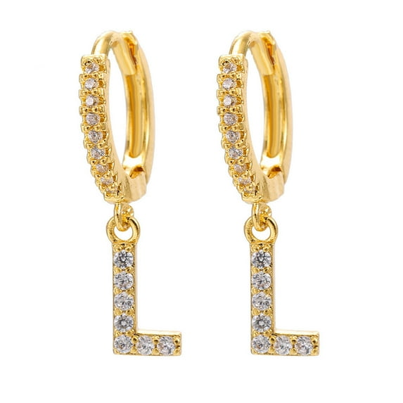 Augper Dainty Gold Plated Initial Hoop Earrings Letter Alphabet Dangle Earrings Fashion Sparkly Rhinestone Letter Initial Pendant Drop Earrings For Women Valent