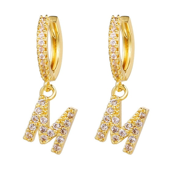 Augper Dainty Gold Plated Initial Hoop Earrings Letter Alphabet Dangle Earrings Fashion Sparkly Rhinestone Letter Initial Pendant Drop Earrings For Women Valent