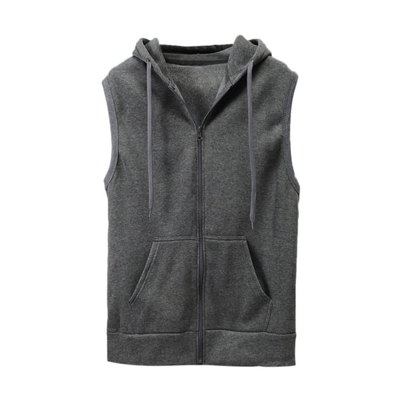 Augper Fashion Men Sleeveless Hooded Waistcoat Slim Jacket Blouse Tops Shirt