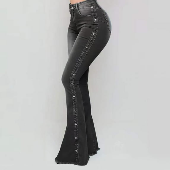 Augper Flare Jeans for Women, Women's High Waist Stretch Bell Bottom Jeans Black Flare Bootcut Denim Jeans Pants