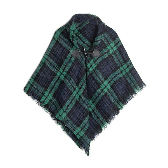 Augper Girl's Fashion Plaid Shawl Wrap Cape Cardigan Horn Button Children Scarf Cloak